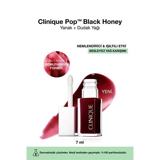 Clinique Pop Lip + Cheek Oil Black Honey Yanak ve Dudak Yağı - 5