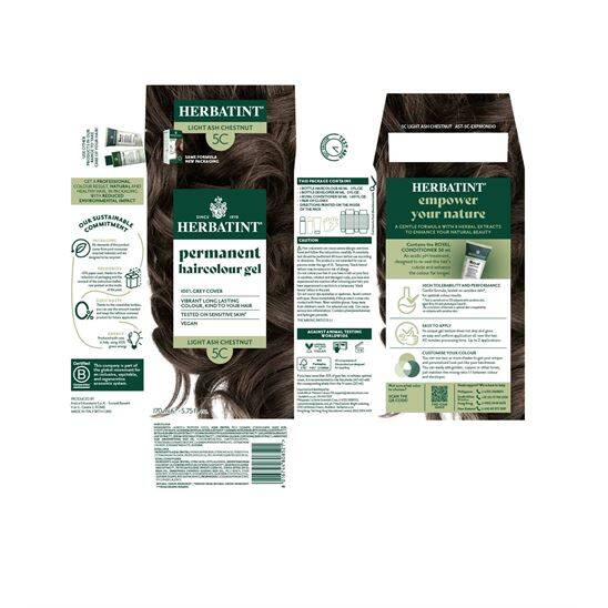 Herbatint 5C Light Ash Chestnut Açık Küllü Kestane Saç Boyası - 3